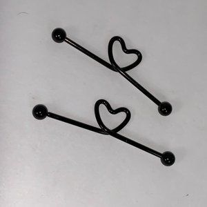 14 Gauge Black Industrial Heart Piercing